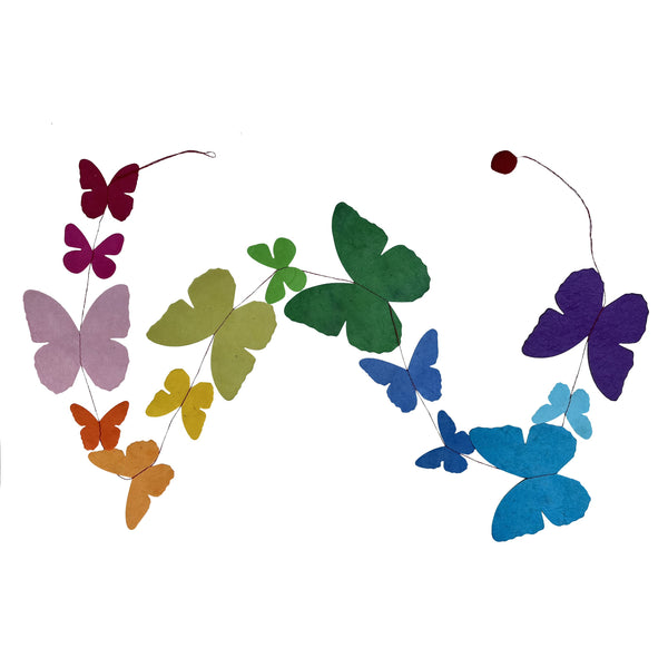 Paper Garland | Handmade Nepalese Lokta Paper | Butterfly | Unprinted | Multi - Colour | Kami Paper