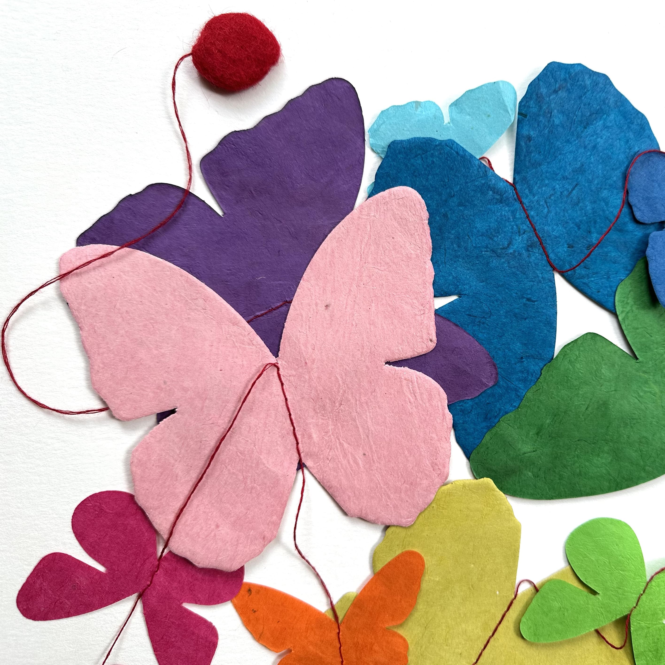 Paper Garland | Handmade Nepalese Lokta Paper | Butterfly | Unprinted | Multi - Colour | Kami Paper
