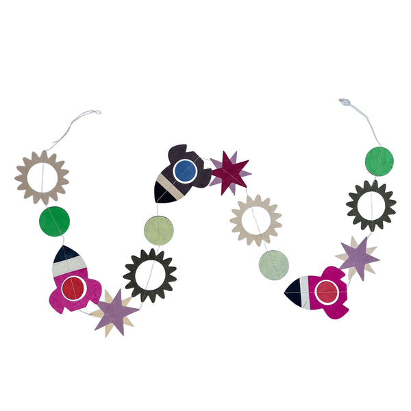 Paper Garland | Handmade Nepalese Lokta Paper |  Rocket & Sun | Multi-colour | Kami