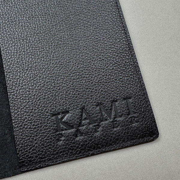Handmade Notebook Cover | Leather | Black | Kami Paper