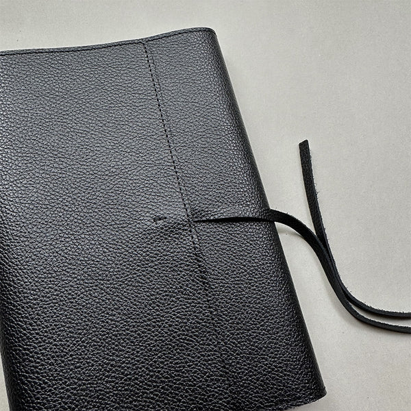 Handmade Notebook Cover | Leather | Black | Kami Paper