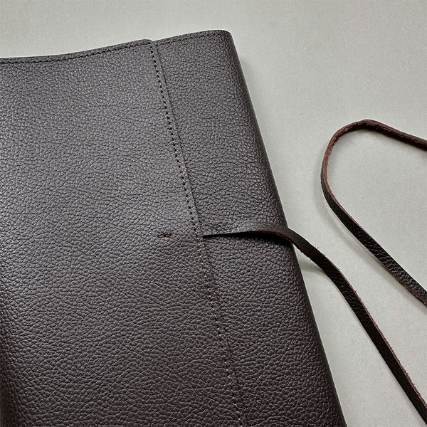 Handmade Notebook Cover | Leather | Dark Brown | Kami Paper