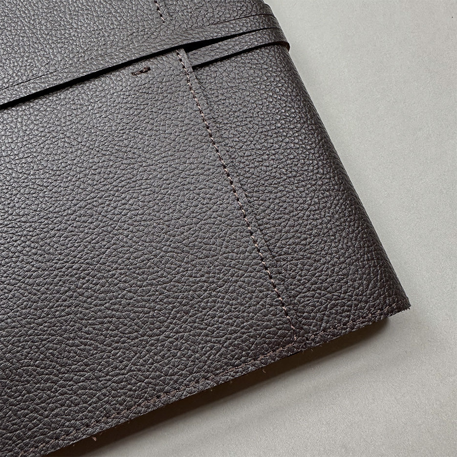 Handmade Notebook Cover | Leather | Dark Brown | Kami Paper