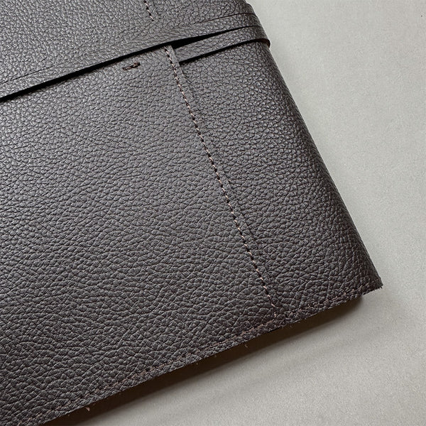 Handmade Notebook Cover | Leather | Dark Brown | Kami Paper