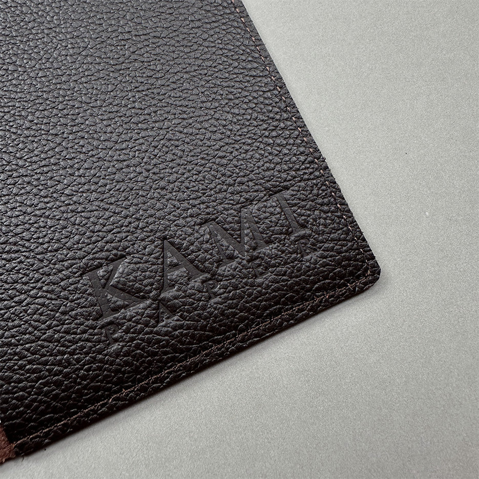 Handmade Notebook Cover | Leather | Dark Brown | Kami Paper
