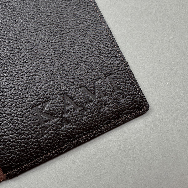 Handmade Notebook Cover | Leather | Dark Brown | Kami Paper