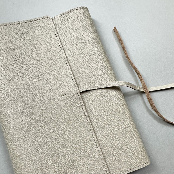 Handmade Notebook Cover | Leather | Ecru | Kami Paper