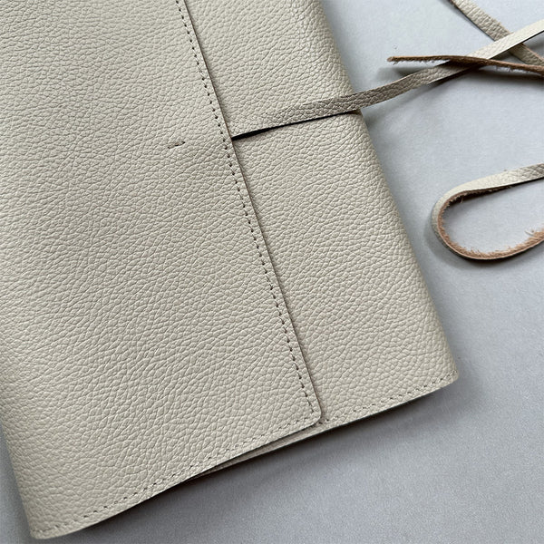 Handmade Notebook Cover | Leather | Ecru | Kami Paper
