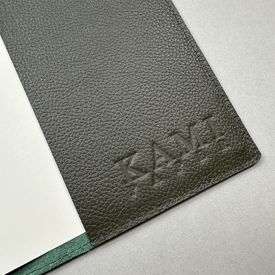 Handmade Notebook Cover | Leather | Green | Kami Paper