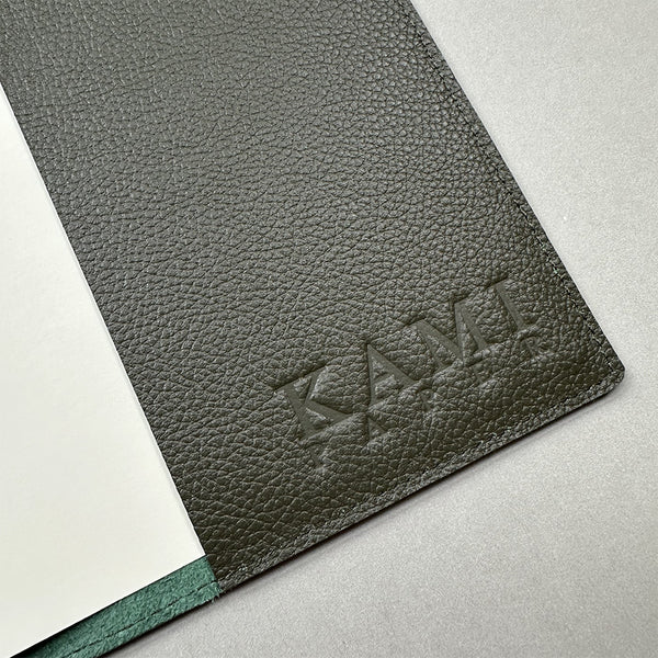 Handmade Notebook Cover | Leather | Green | Kami Paper