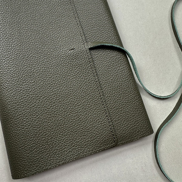 Handmade Notebook Cover | Leather | Green | Kami Paper