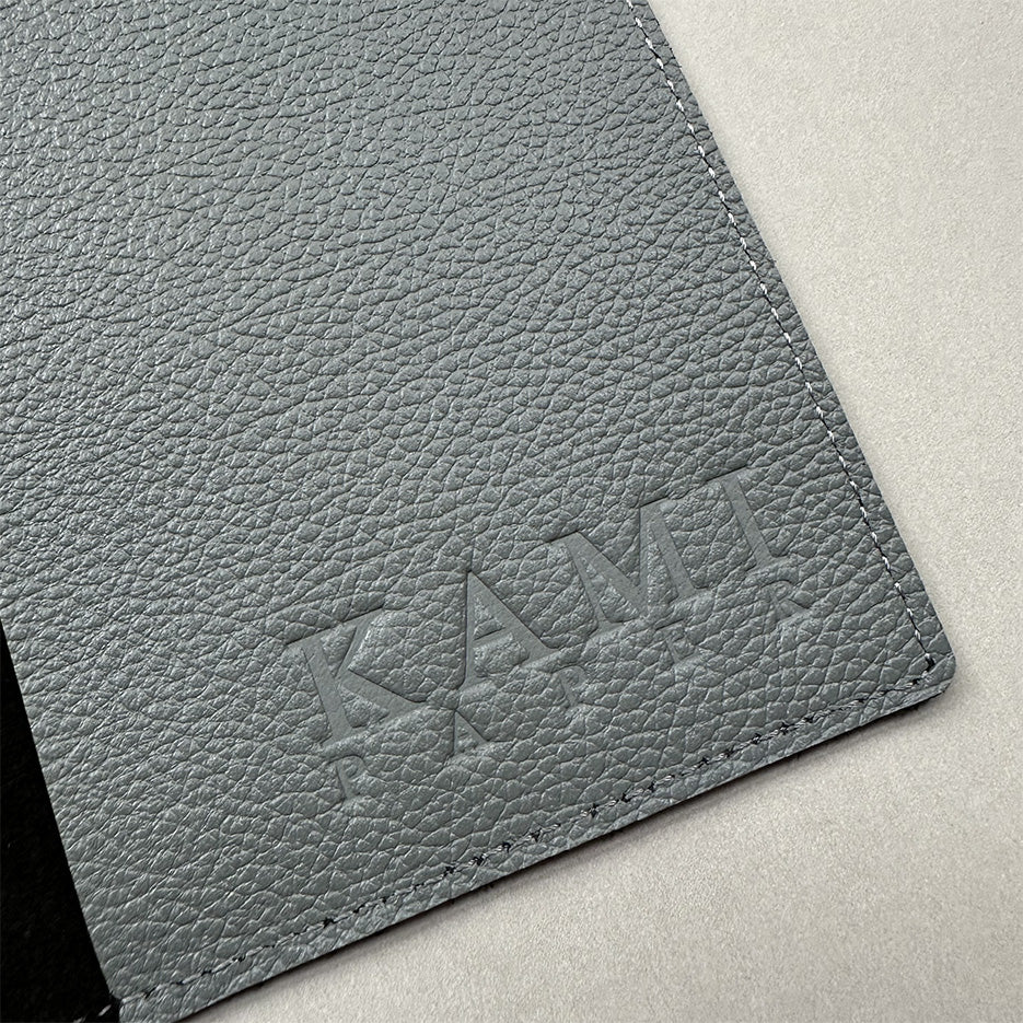 Handmade Notebook Cover | Leather | Grey | Kami Paper
