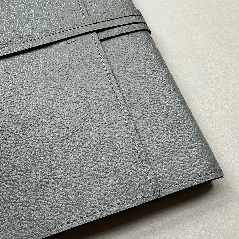 Handmade Notebook Cover | Leather | Grey | Kami Paper