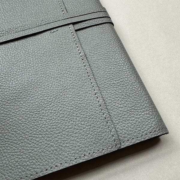 Handmade Notebook Cover | Leather | Grey | Kami Paper