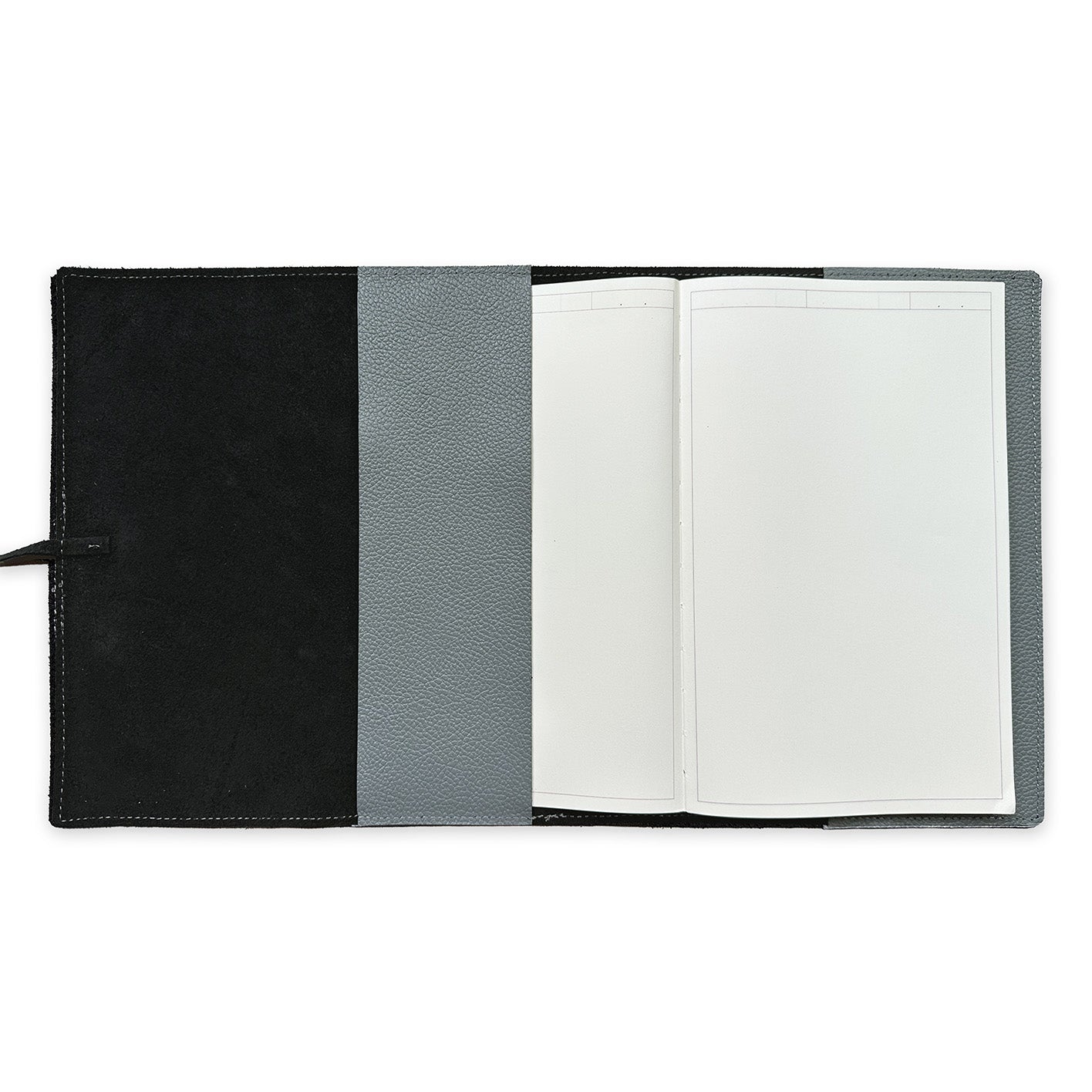 Handmade Notebook Cover | Leather | Grey | Kami Paper