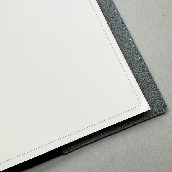 Handmade Notebook Cover | Leather | Grey | Kami Paper