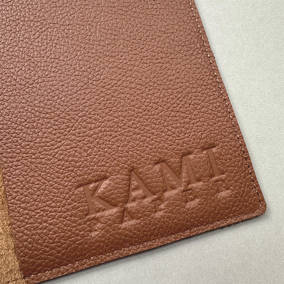 Handmade Notebook Cover | Leather | Tan | Kami Paper