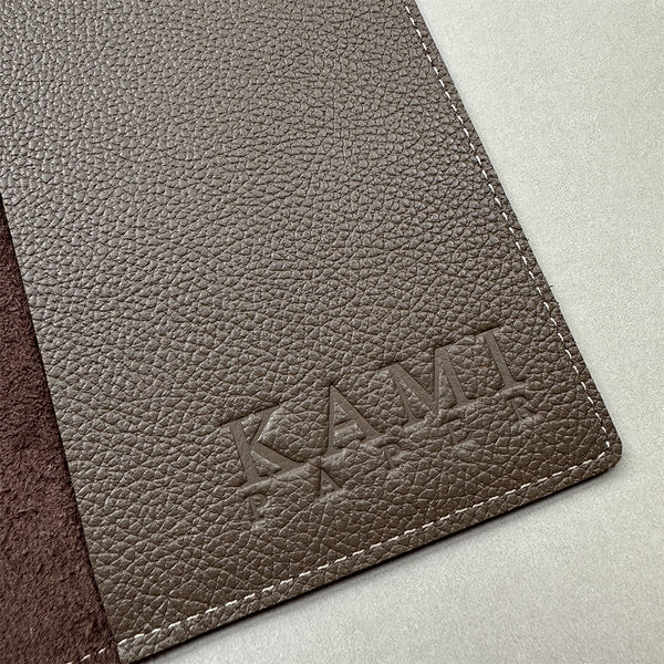 Handmade Notebook Cover | Leather | Taupe | Kami Paper