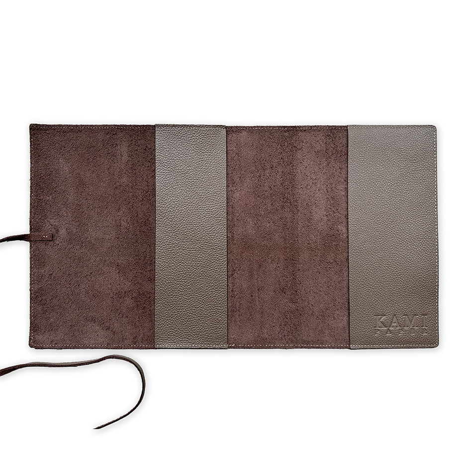 Handmade Notebook Cover | Leather | Taupe | Kami Paper