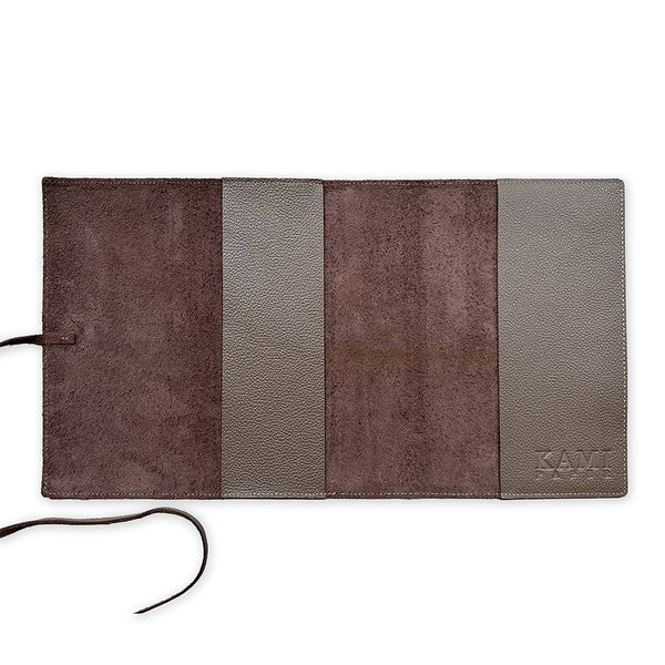 Handmade Notebook Cover | Leather | Taupe | Kami Paper