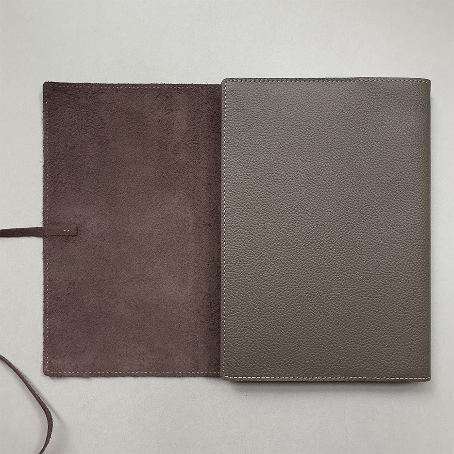 Handmade Notebook Cover | Leather | Taupe | Kami Paper