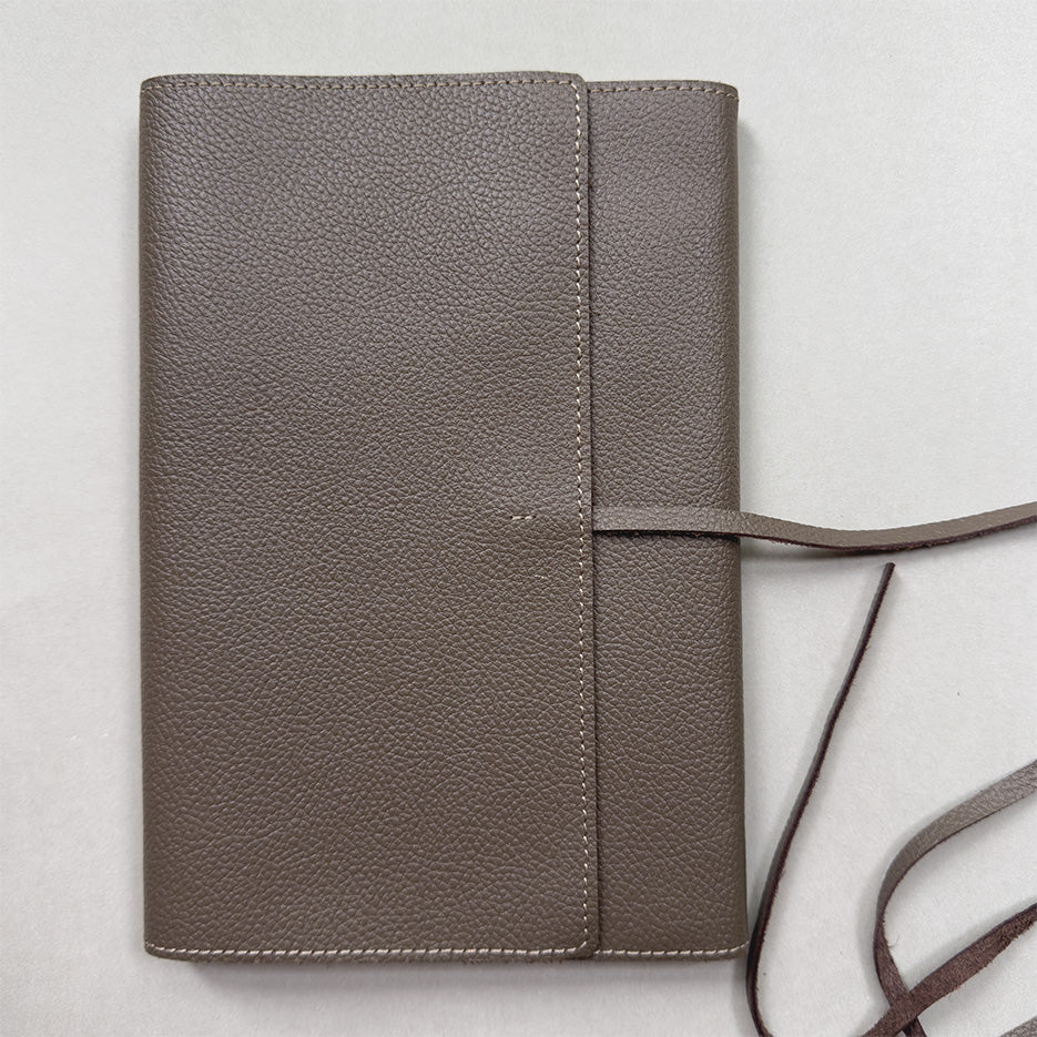 Handmade Notebook Cover | Leather | Taupe | Kami Paper