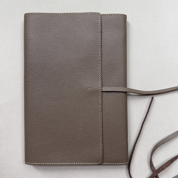 Handmade Notebook Cover | Leather | Taupe | Kami Paper