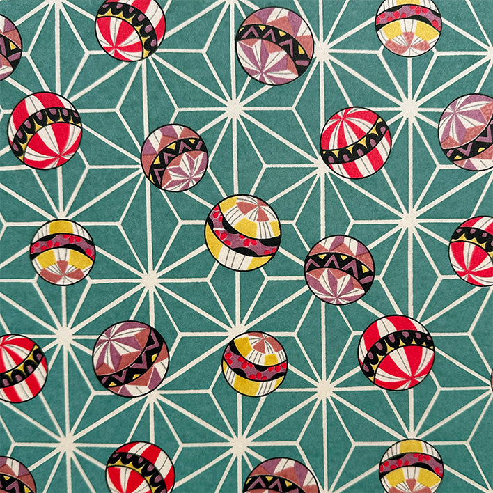 Japanese Paper | Chiyogami | Ball Asanoha | Teal | Ch1703