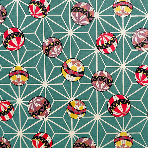 Japanese Paper | Chiyogami | Ball Asanoha | Teal | Ch1703