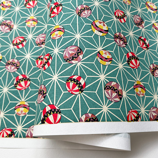 Japanese Paper | Chiyogami | Ball Asanoha | Teal | Ch1703