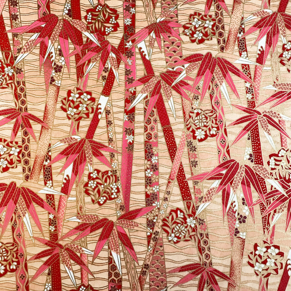 Japanese Paper | Chiyogami | Bamboo | Pink Red | Ch086
