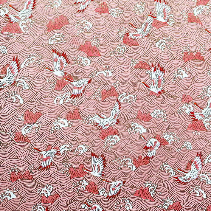 Japanese Paper | Chiyogami | Tsuru Wave | Pink | Ch137 - Kami Paper