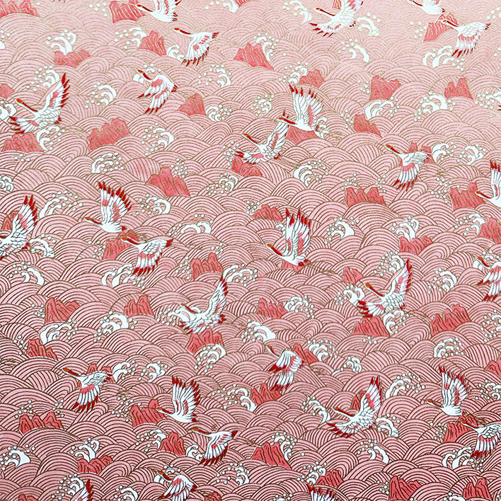 Japanese Paper | Chiyogami | Tsuru Wave | Pink | Ch137 - Kami Paper