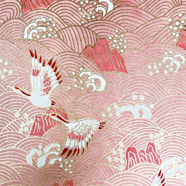 Japanese Paper | Chiyogami | Tsuru Wave | Pink | Ch137 - Kami Paper