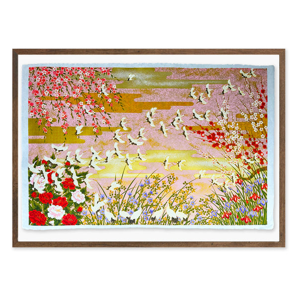 Japanese Paper | Sogara Yuzen | Cranes & Flowers