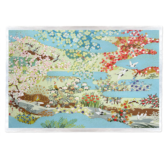 Japanese Paper | Sogara Yuzen | Four Seasons | Light Blue