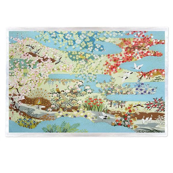 Japanese Paper | Sogara Yuzen | Four Seasons | Light Blue