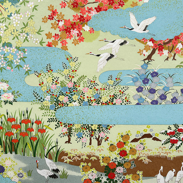 Japanese Paper | Sogara Yuzen | Four Seasons | Light Blue