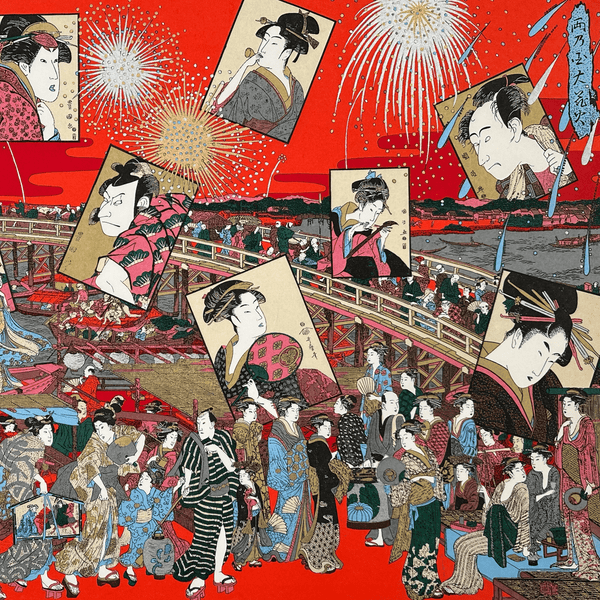 Japanese Paper | Sogara Yuzen | Kabuki Celebration | Red