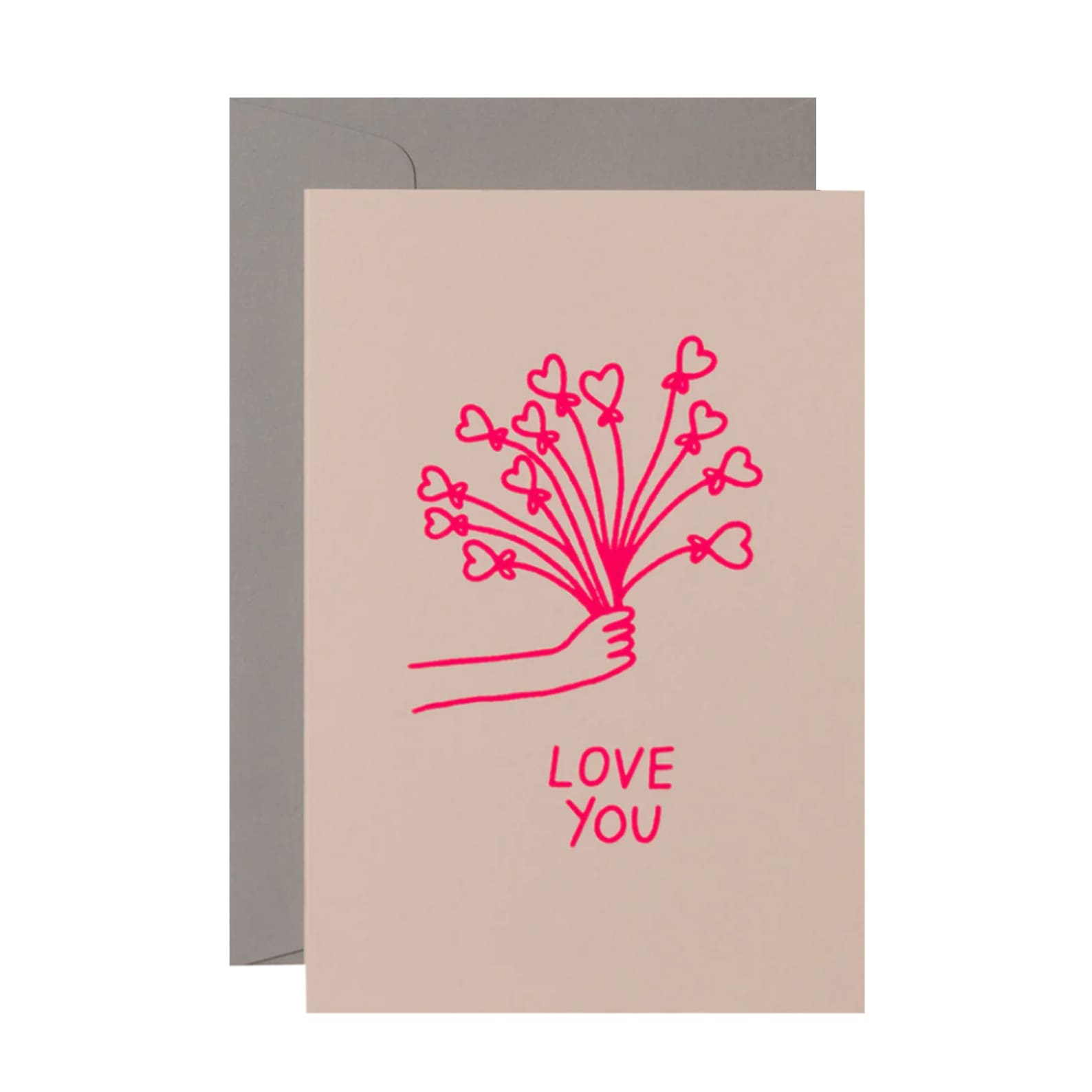 Love & Friendship Card | Love You Flowers | Neon Pink On Blush | Me & Amber