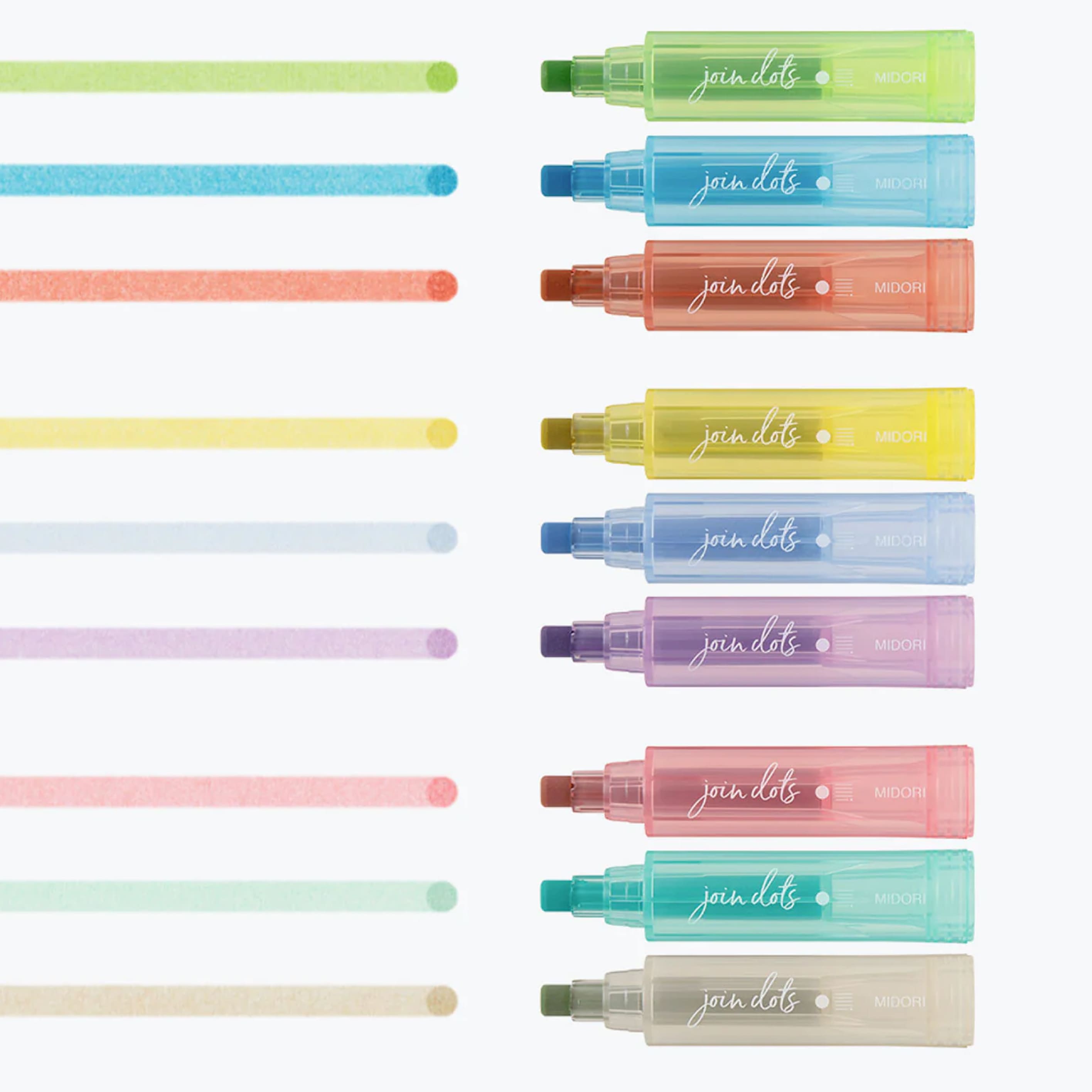 Marker | Join Dots Connecting Pens | Set of 3 | Light Tone | Midori - Kami Paper