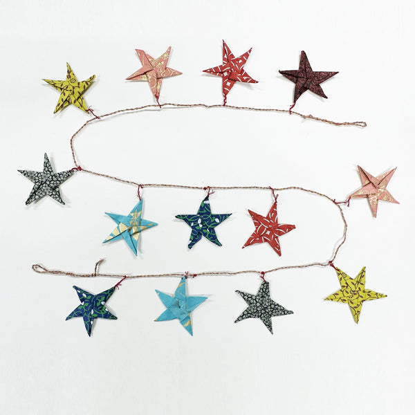Paper Garland | Handmade Nepalese Lokta Paper |  Origami Star | Kami | 2 COLOUR OPTIONS AVAILABLE