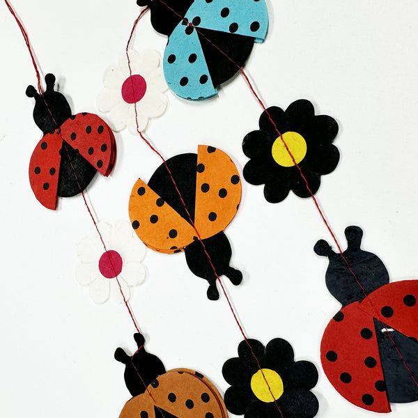 Paper Garland | Handmade Nepalese Lokta Paper | Ladybug | Kami | 2 COLOUR OPTIONS AVAILABLE