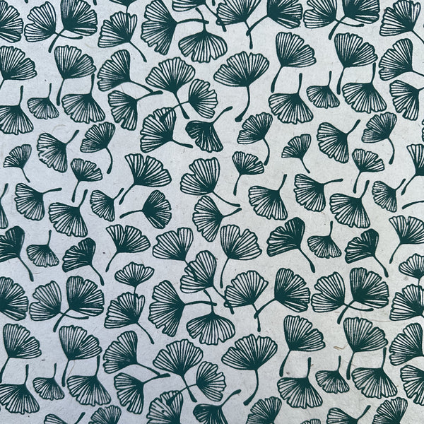 Nepalese Paper | Lokta | Gingko Leaf | Green Blue & Light Grey