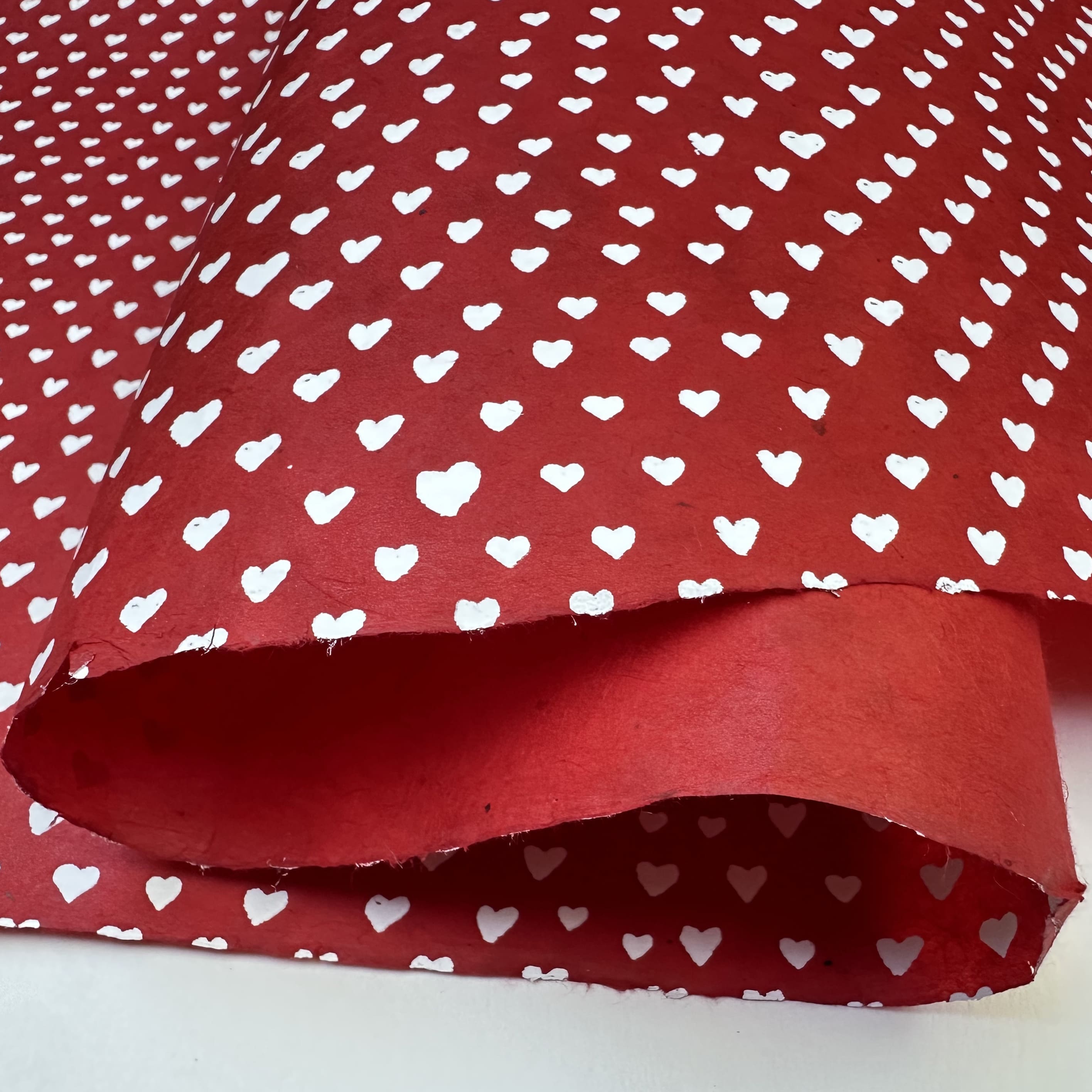 Nepalese Paper | Lokta | Hearts | Red