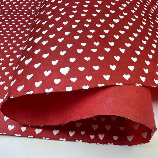 Nepalese Paper | Lokta | Hearts | Red