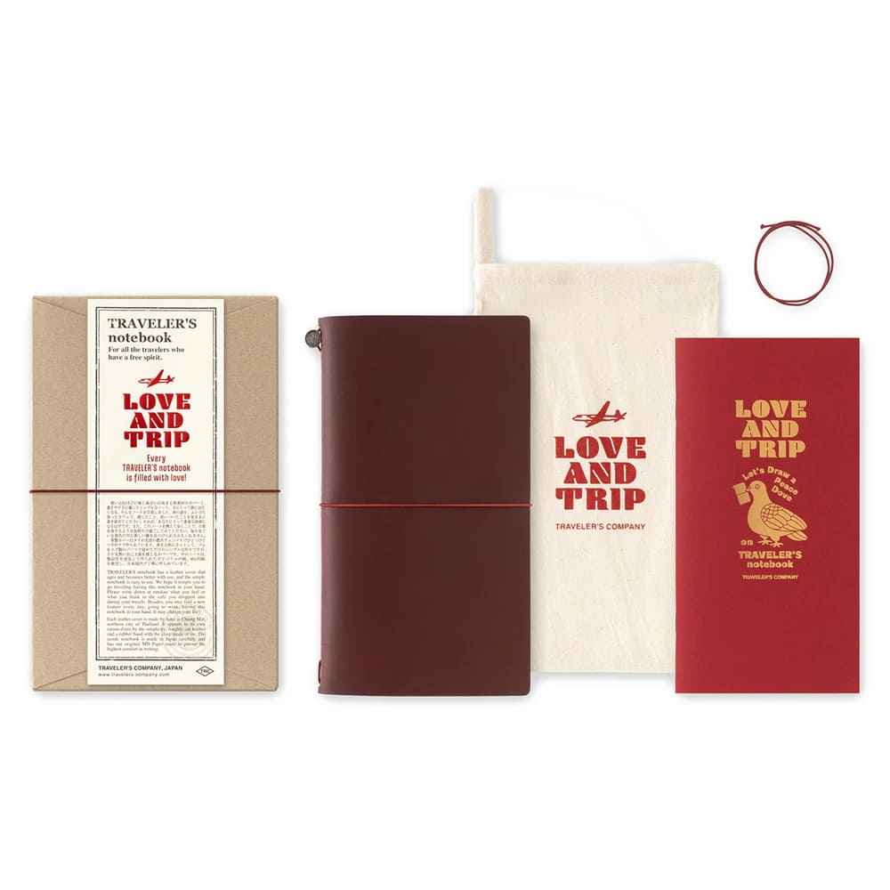 Traveler's Notebook Leather Cover Starter Set | Love & Trip | Traveler's Company | 2 SIZE OPTIONS AVAILABLE