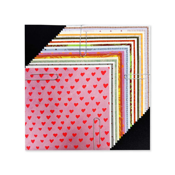 Origami Paper | 12 Printed Nepalese & 12 Unprinted Nepalese | 120mm x 120mm | Set A | Kami Paper