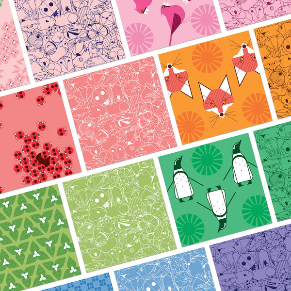 Origami Paper | Charley Harper Origami Animals | 15 x 15 cm | 64 Sheets | Pomegranate - Kami Paper