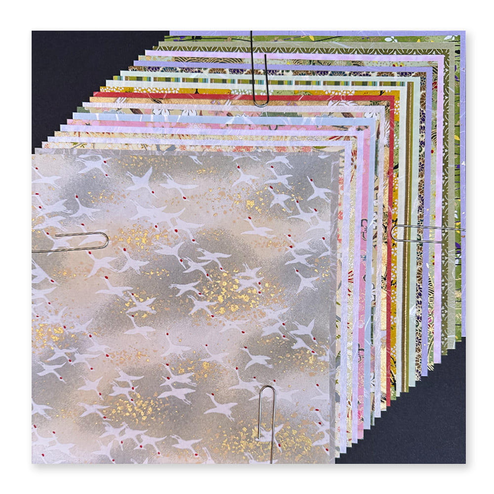 Origami Paper | 12 Chiyogami & 12 Unprinted Japanese | 180mm x 180mm | Set A | Kami Paper